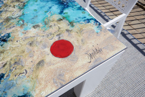 Прямоугольный стол из фаянса и нержавеющей стали