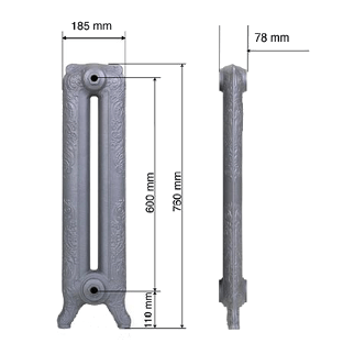 Чугунный радиатор GuRaTec Art Deco 760 6 секций 7798 - Вид №1