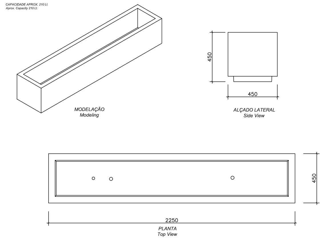 Прямоугольная бетонная плантатор amop Mul ARCH-00124853 - Вид №4