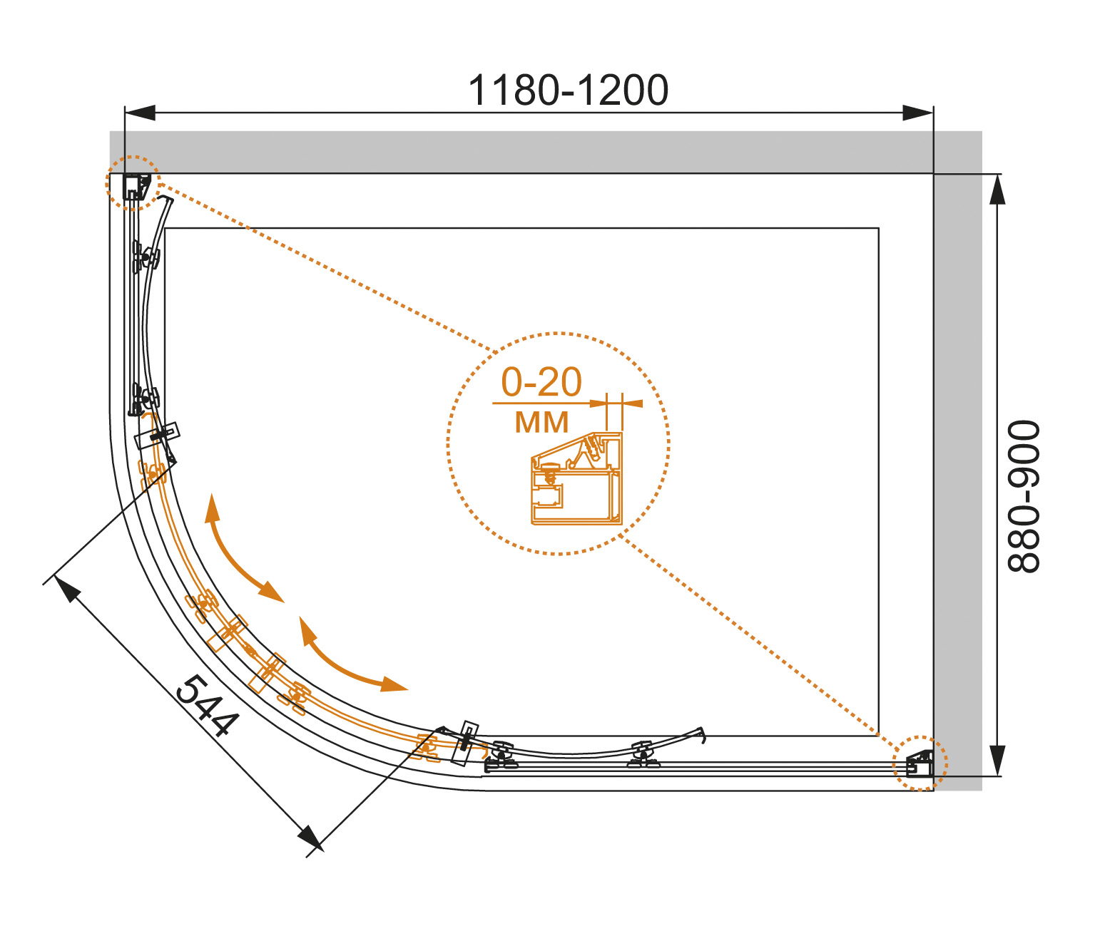 Душевой уголок CEZARES ROSA-RH-2-120/90-RO-Bi-R - Вид №6