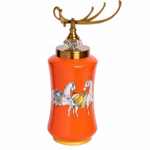 Ваза керамическая с крышкой оранжевая 15х42 см "Лошади" GARDA DECOR ДИЗАЙНЕРСКИЕ 266924 Оранжевый