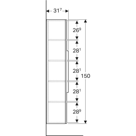 841152000 Высокий шкафчик Geberit iCon с одной дверью и наружным зеркалом Geberit  - Вид №4