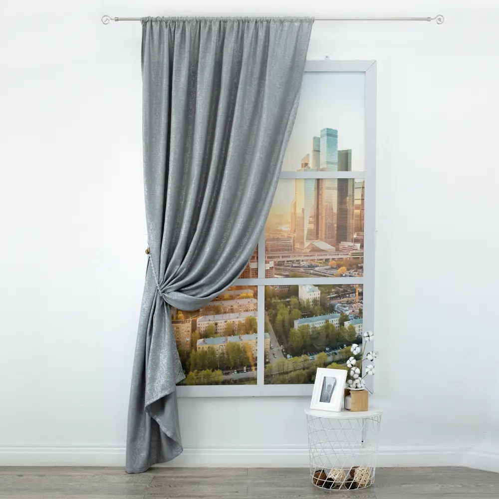 Штора на ленте 28979 160x260 см цвет серый AMORE MIO STLM-2174757 - Вид №4