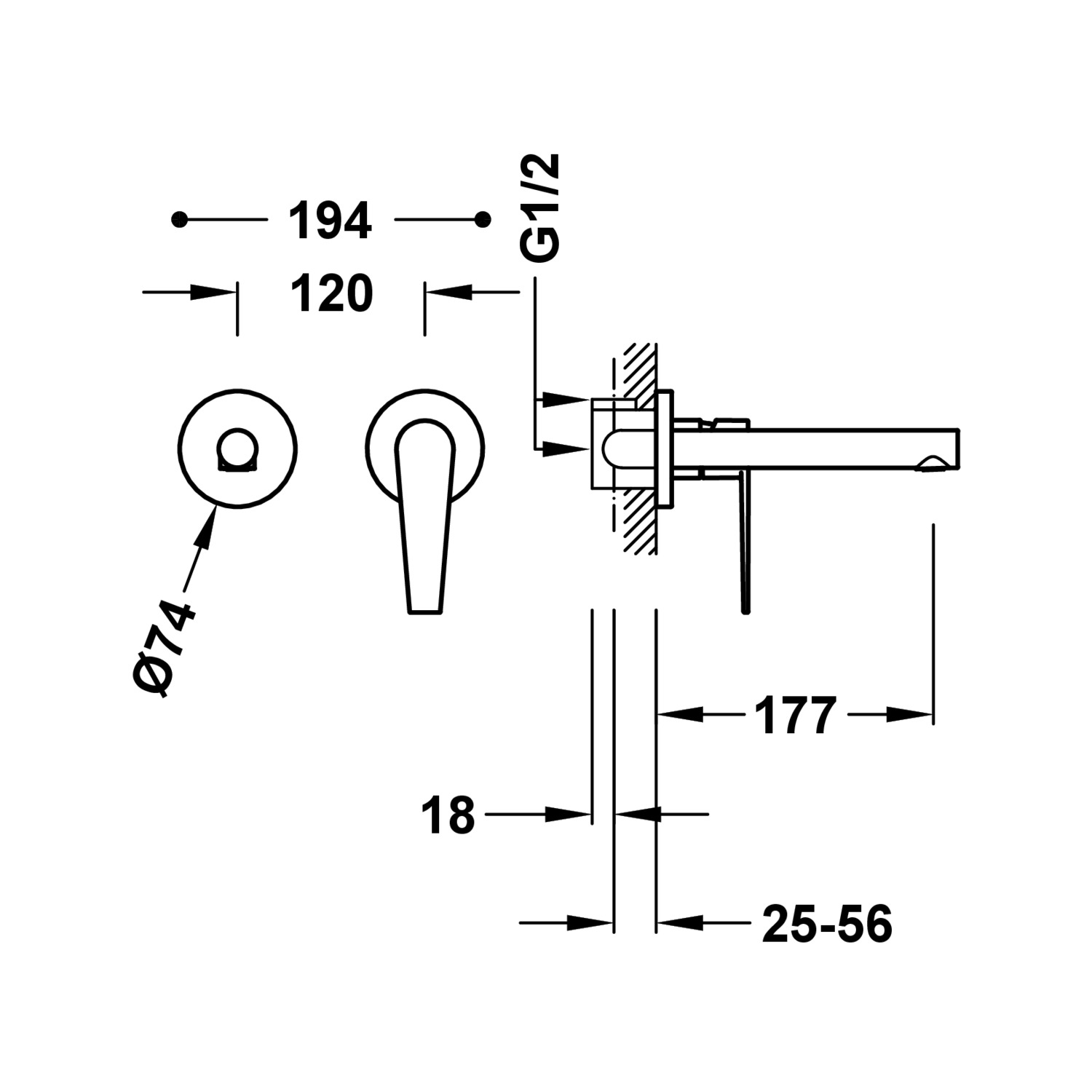КЛАСС Скрытого смесителя для умывальника с одной ручкой-20530001 TRES  - Вид №1