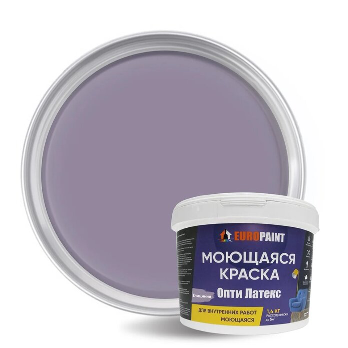 90295527 Краска Опти Латекс цвет глициния 1 л STLM-0172802 EUROPAINT