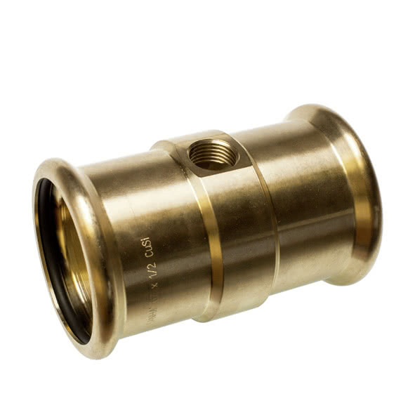 18270FC410834 SANHA 8270FC4 пресс-фитинг, бронза, муфта с двумя отверстиями с резьбой 108,0x3/4 мм  - Вид №1
