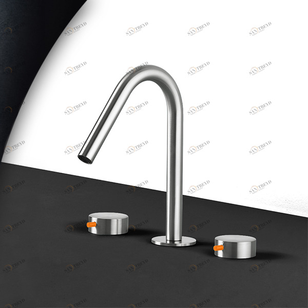 Смеситель для раковины сталь матовая с оранжевой ручкой Toki Radomonte TKI23SCIL34