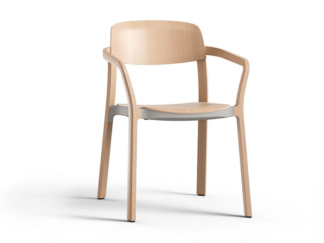 Деревянный штабелируемый стул с подлокотниками Brunner nate ARCH-00148465