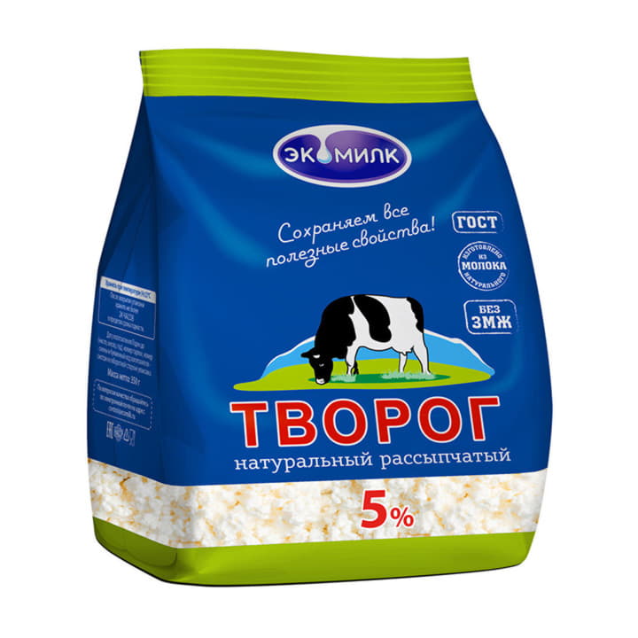 Творог 5% рассыпчатый Экомилк 350 г БЗМЖ Santreyd 21165