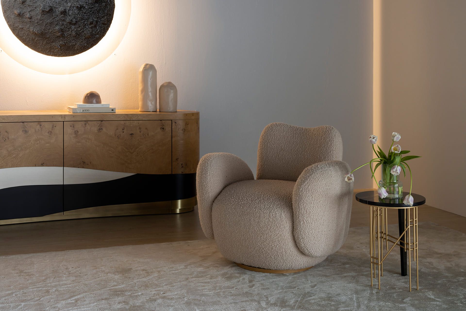 Тканевое вращающееся кресло с подлокотниками Greenapple Conchula ARCH-00011400 - Вид №4