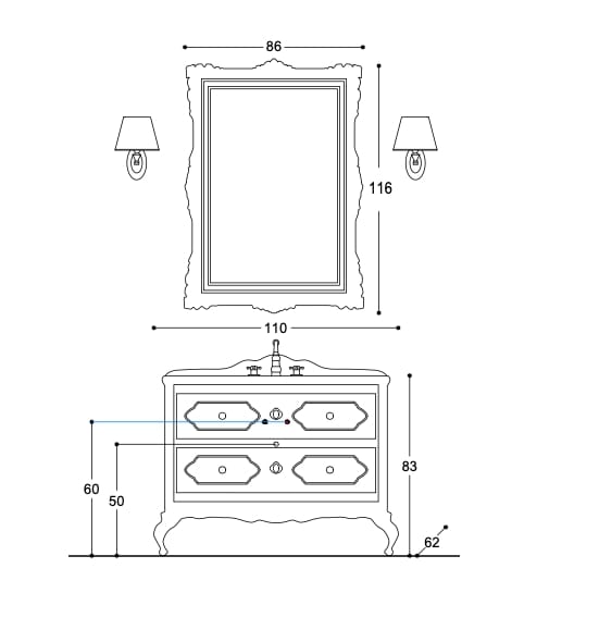 Напольный умывальник с ящиками Gaia Mobili Classic ARCH-00096127 - Вид №4