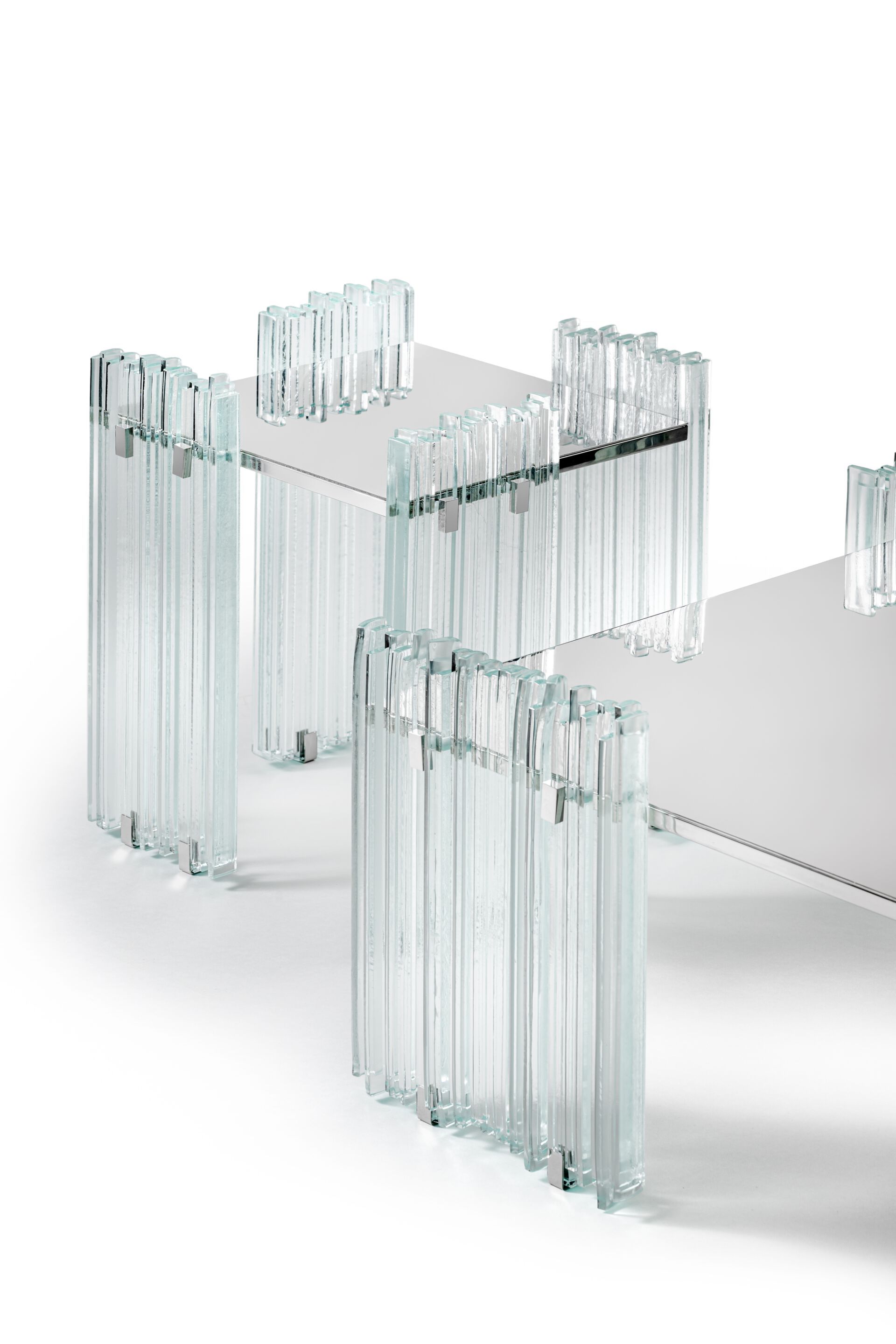 Квадратный журнальный столик из нержавеющей стали и хрусталя Gallotti&Radice MIRAGE ARCH-00013711 - Вид №1