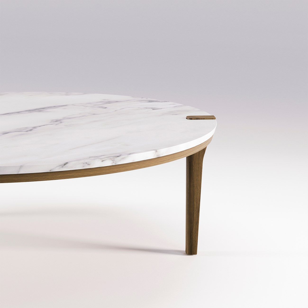 Круглый низкий журнальный столик из мрамора и массива дерева Wewood CORNER ARCH-00141905 - Вид №4