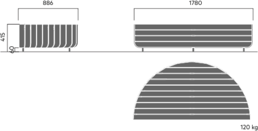 VESTRE Скамья из стали и дерева без спинки Stripes sun-id-1467434 - Вид №15