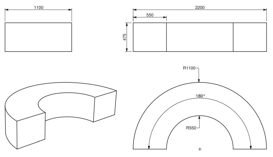 Модульная изогнутая скамья из пены QM Quinze & Milan ARCH-00059046 - Вид №2