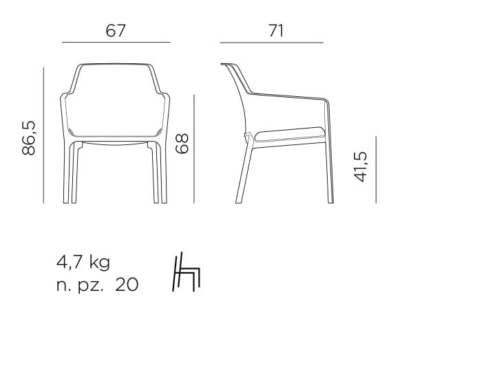 Полипропиленовое садовое кресло с подлокотниками Nardi Net Collection ARCH-00116729 - Вид №12