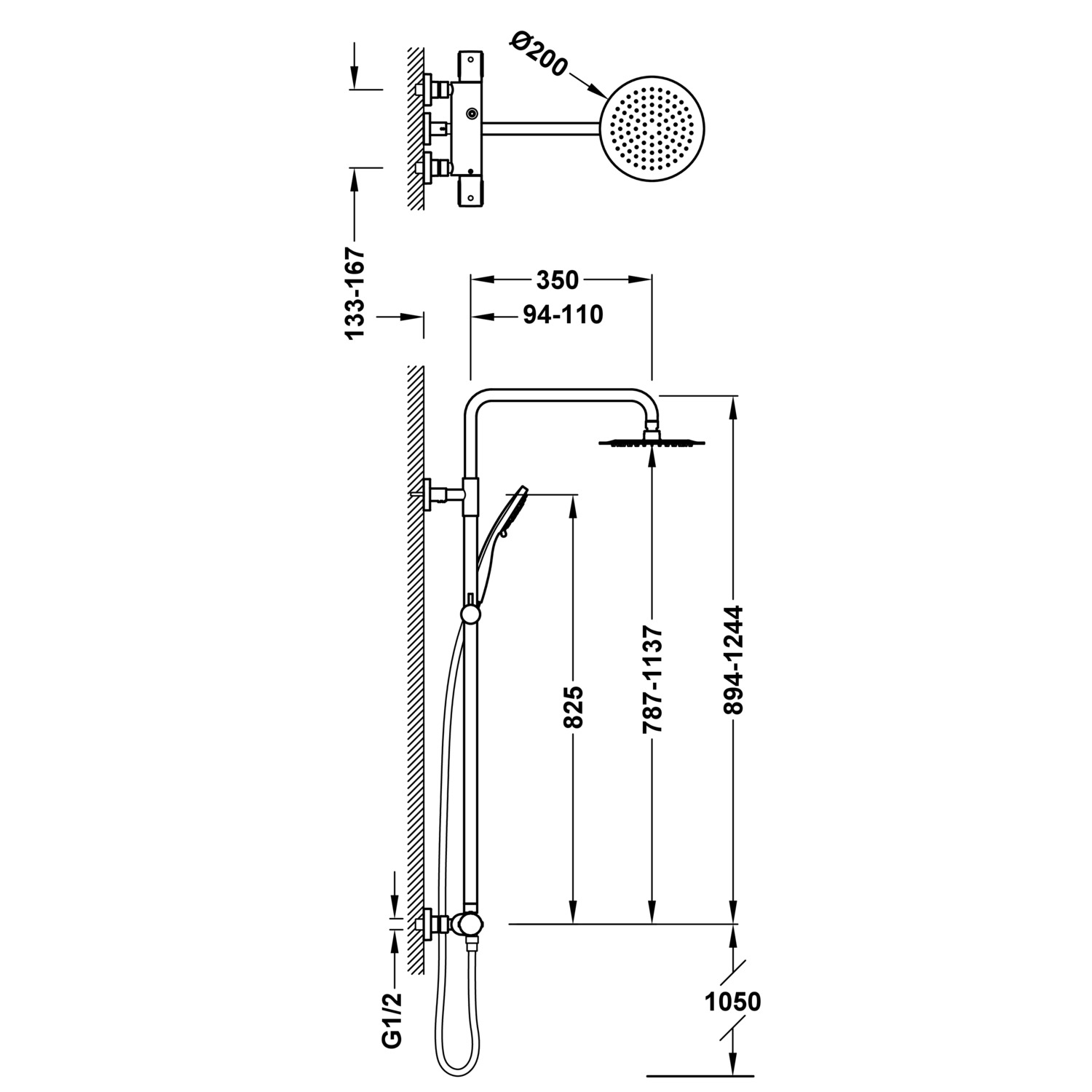 НАСТЕННЫЙ 2-полосный настенный термостатический смеситель для душа-19038710 TRES Thermostatic - Вид №1