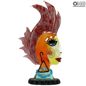 4714 ORIGINALMURANOGLASS Скульптура Голова Женщины - Pop Art - Original Murano Glass OMG 21 см