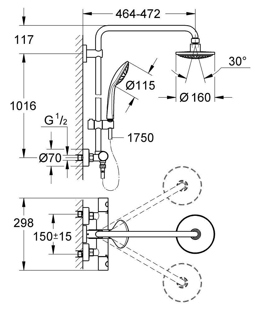 27296000 Душевая система Grohe Euphoria хром - Вид №1