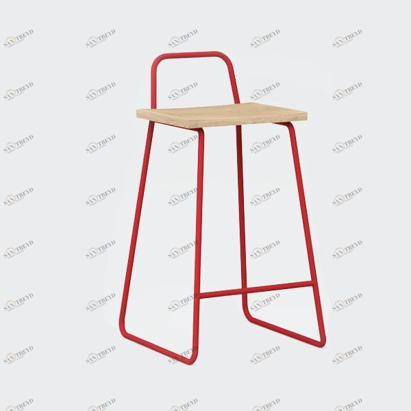 Барный стул с деревянным сиденьем красный Bauhaus WOODI  00-3966225 Красный 