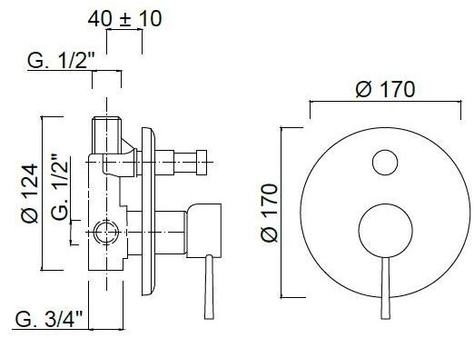 Rubinetteria Giulini Смеситель для душа, однорычажный, с переключателем Quack F9113 - Вид №1