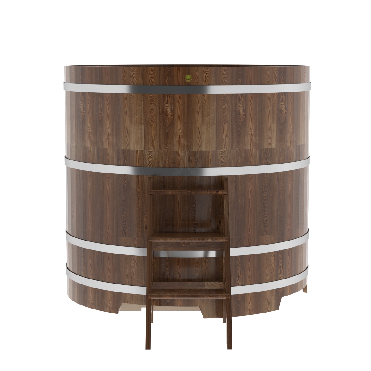 1526 Купель круглая из сращенных ламелей лиственницы d=1,50х1,4 морёная Alyarus  - Вид №4