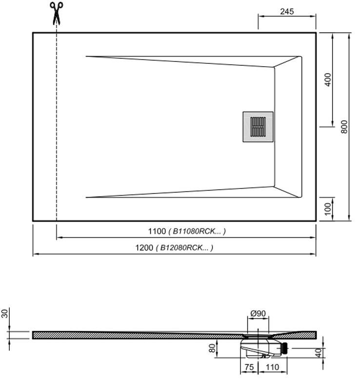 Поддон для душа Sanitana ROCKS 1200х800 антрацит SP3014B0320100590 - Вид №1