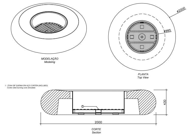 Бетонная жаровня amop Landscapes ARCH-00029573 - Вид №2
