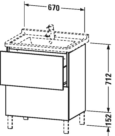 LC660804343 L-Cube Тумбочка напольная Базальт матовый, декор Duravit - Вид №2