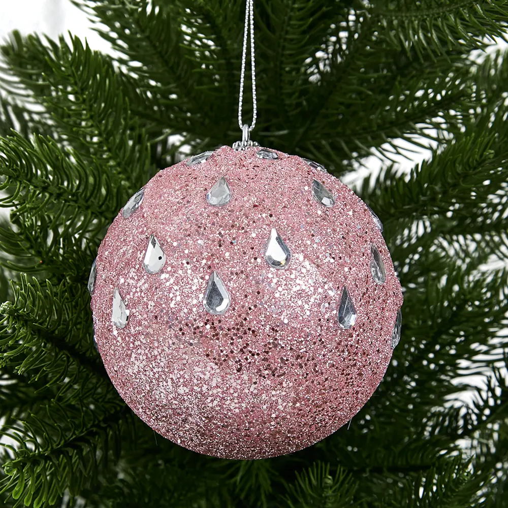 87036333 Елочное украшение Шар с бисером Christmas ø7.8 см цвет розовый STLM-1516426 Santreyd  - Вид №2