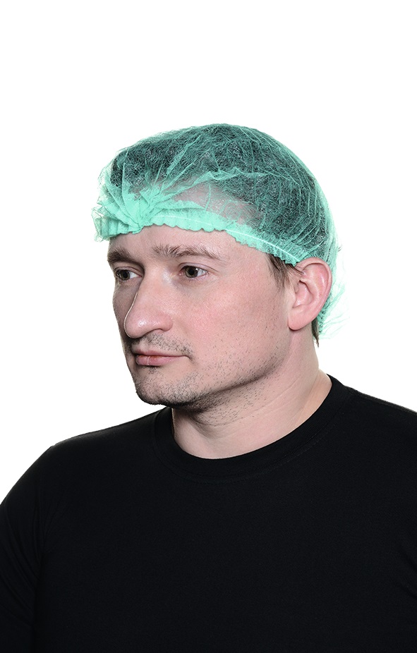 60470 Шапочка-шарлотта зеленая  Одноразовая одежда размер Спецодежда  - Вид №2