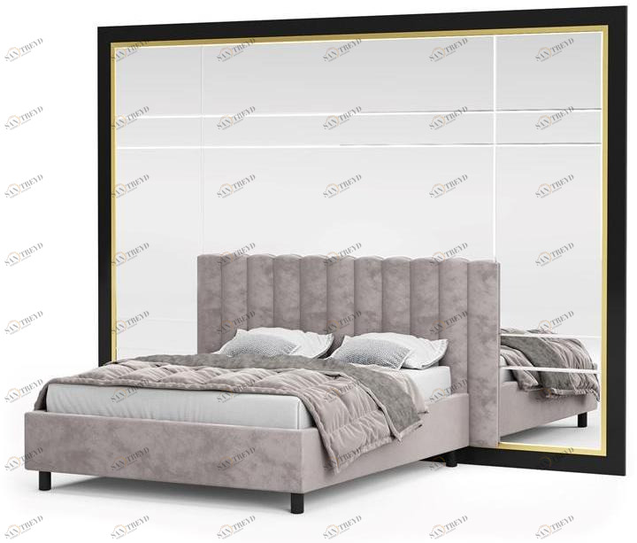 Высокое зеркальное стеклянное изголовье для двуспальной кровати  00002596 Santreyd 
