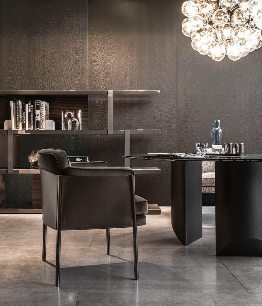 Minotti Стул из ткани и кожи с подлокотниками Shelley sun-id-1346255 - Вид №2