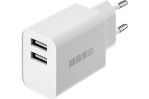 19003878 Зарядное устройство от сети NEW RT:2USB ток 2.4A, белый 73010 Interstep