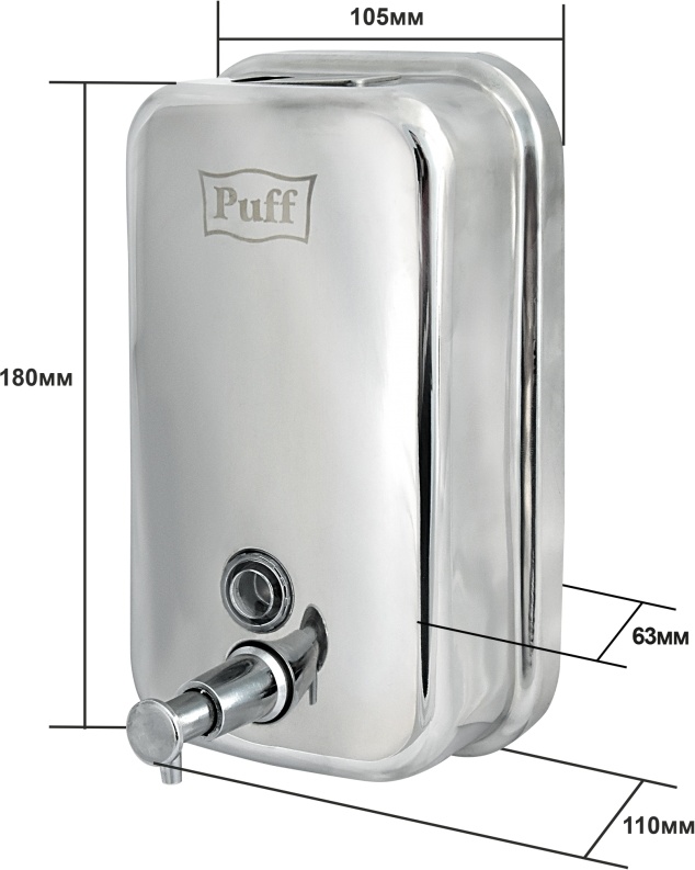 1402.099 Дозатор для жидкого мыла из нерж стали антивандальный 8608 PUFF  - Вид №8
