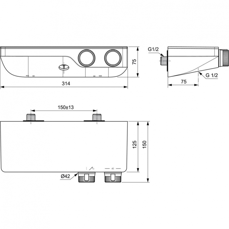 A7329AA Настенный термостатический смеситель для душа Ideal Standard CERATHERM S200  - Вид №3