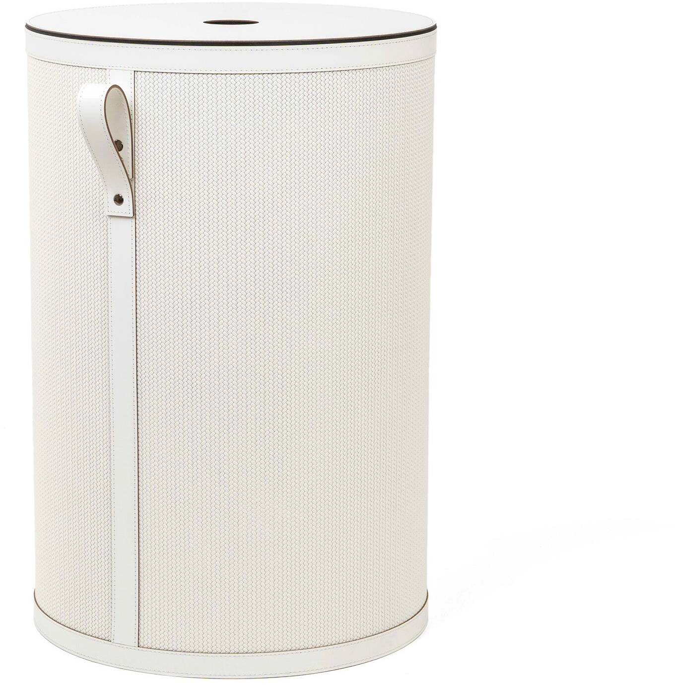 Круглая корзина Roda - Ø 40XH60 см / Серо-коричневая / тканая кожа_светло-серая