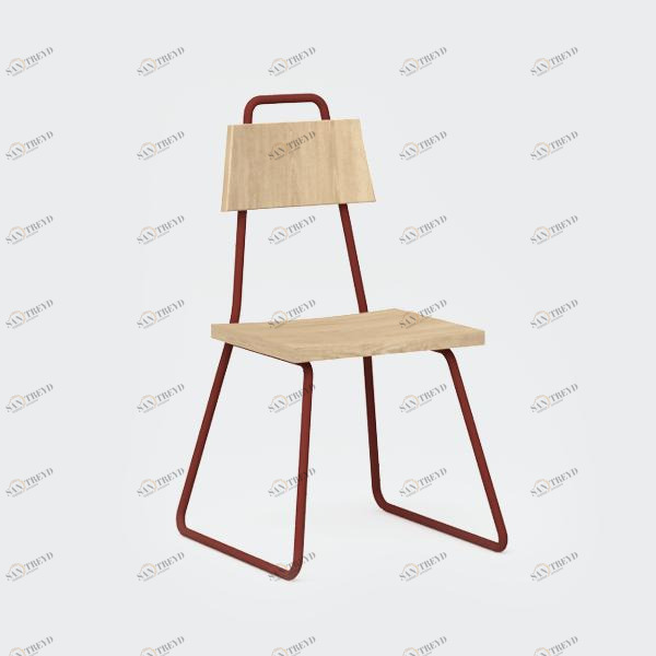 Стул с металлическими ножками и деревянным сиденьем бордовый Bauhaus WOODI  00-3966229 Красный 