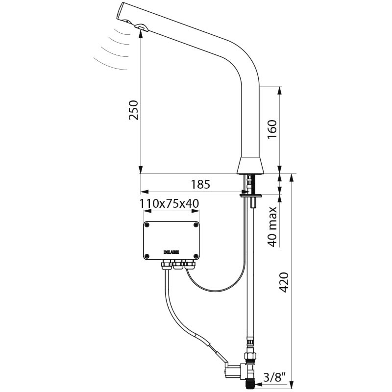 398035 Сенсорный кран BLACK BINOPTIC DELABIE  - Вид №1