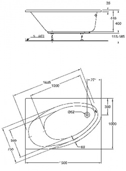 Ванна асимметричная угловая правая 150x100 Keramag Renova № 1 657350000  - Вид №1