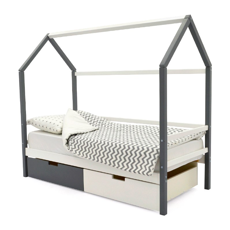 Кровать-домик детская графит-белая Svogen БЕЛЬМАРКО  00-3833079 Серый Santreyd  - Вид №1
