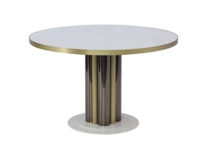 Круглый стол со стальным основанием и кварцевым верхом