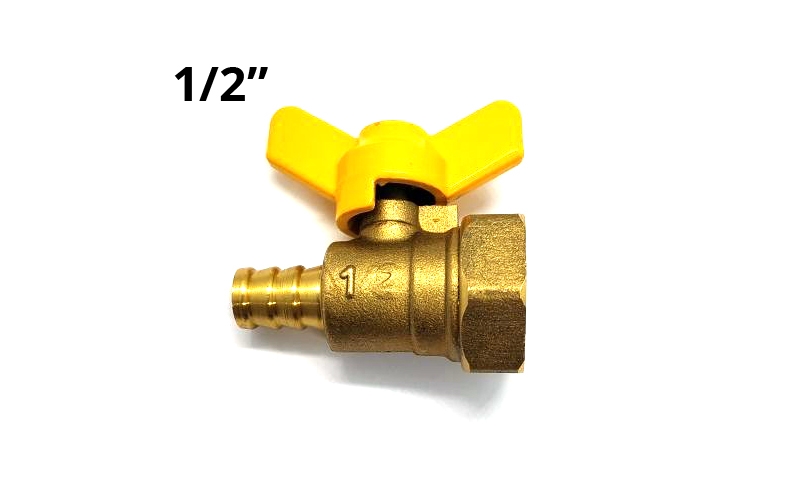 21720 Кран шаровой внутренняя резьба 1/2" со штуцером на 10мм, латунь LAB.Space 