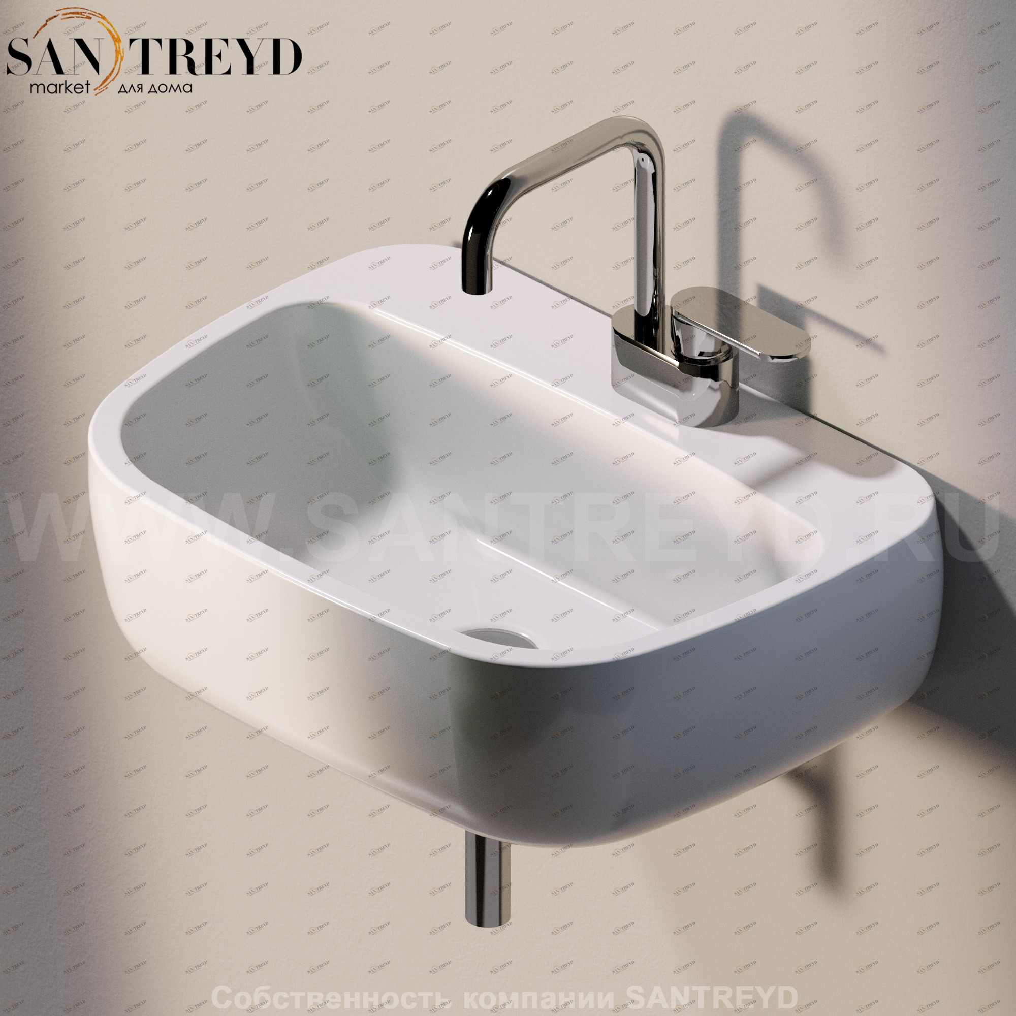 MN54L9016 Подвесная раковина настенная прямоугольная Ceramica Flaminia Mono белая