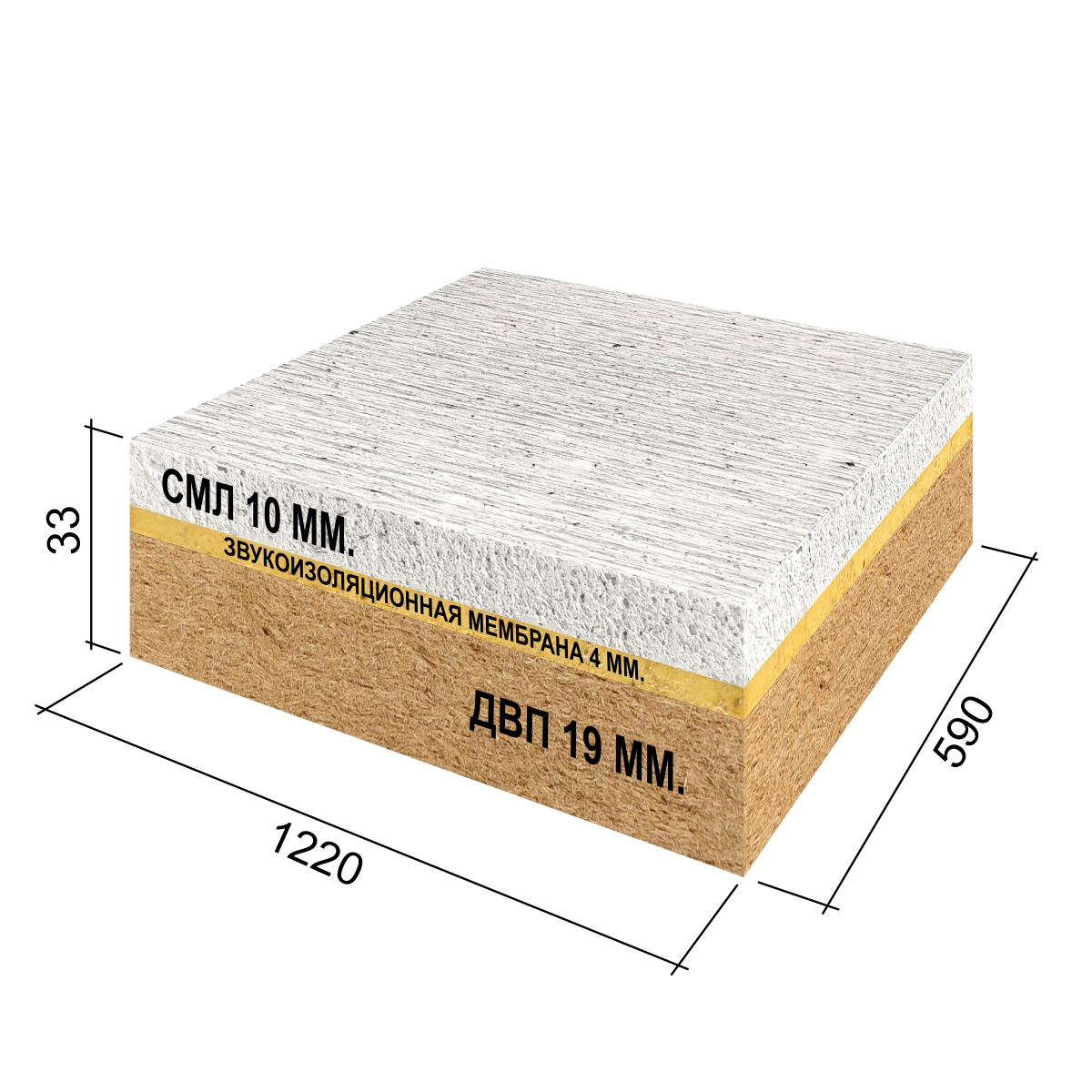 RPG4CF33#1 Звукоизоляционная RPG панель с ДВП плитой   1220x590x33 RPG PANEL RPG Каркас - Вид №1