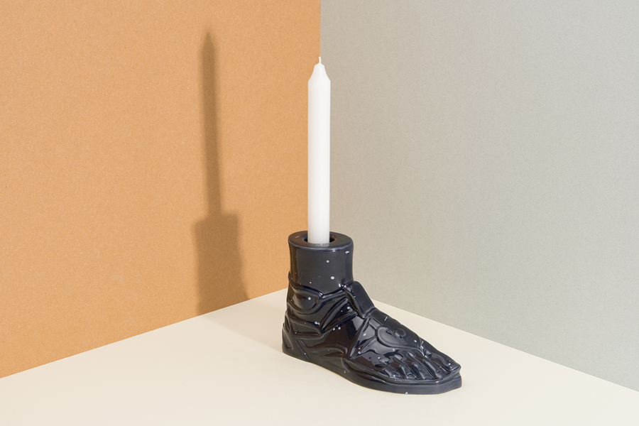 Подсвечник керамический синий "Нога в сандалии" Hestia Krepis DOIY  253253 Синий  - Вид №2