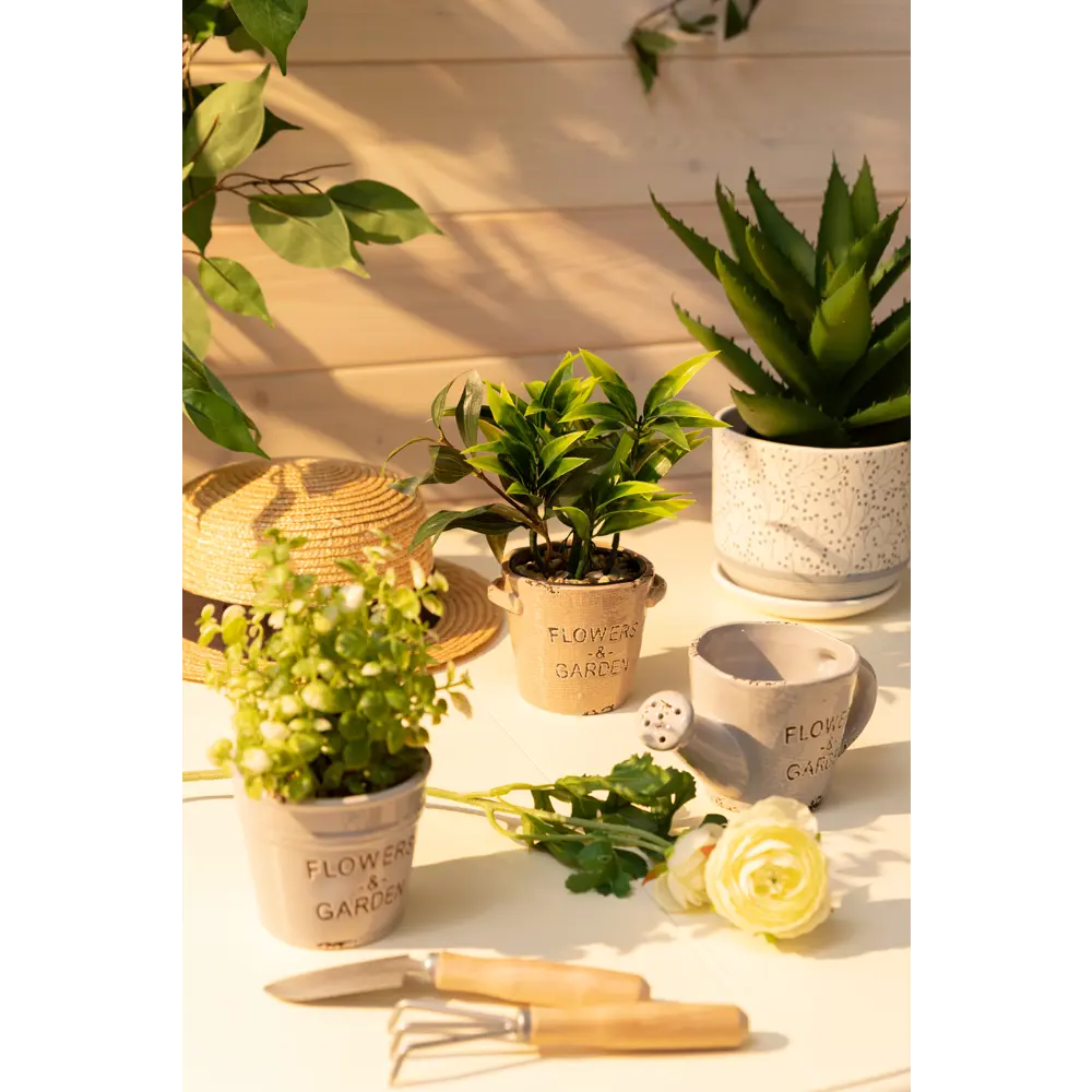 Кашпо-кактусник 10.5x10x17 см v0.42 л керамика серый GARDMAX STLM-2207175 - Вид №4