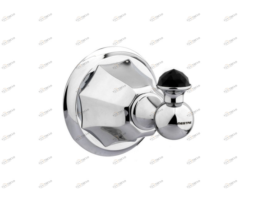 038275.N00.50 Крючок для халата с черными кристаллами swarovski Яркий хром Mestre Indica