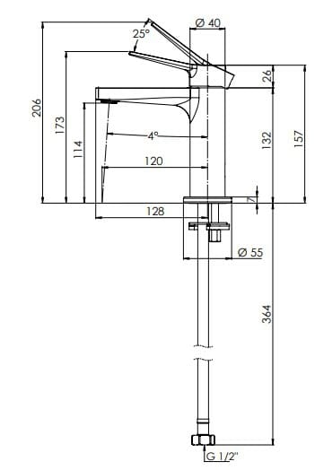 Однорычажный смеситель для раковины без слива Remer Rubinetterie Slash &amp ARCH-00106885