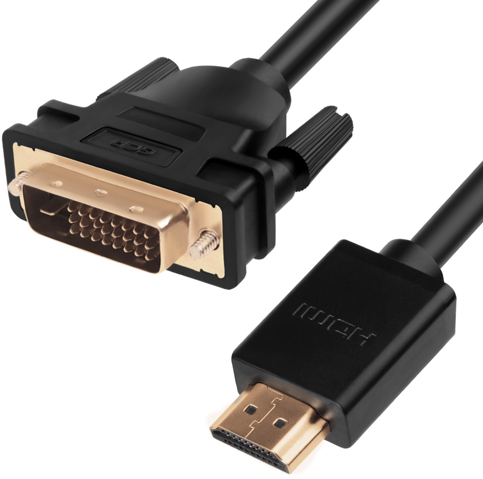 GCR-HD2DVI1-10.0m кабель hdmi-dvi 10.0m черный, od7.3mm, 28/28 awg, позолоченные контакты, 19pin am / 24+1m am double link, , тройной экран Greenconnect Santreyd 